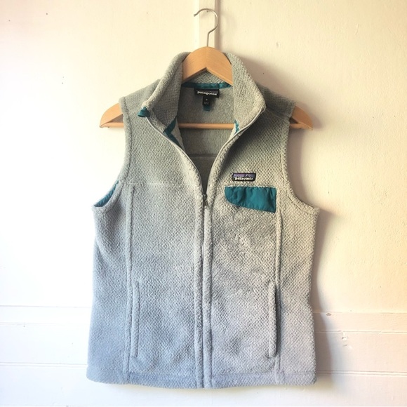 Patagonia Re-Tool Polartec Fleece Vest 25547 Grey Gray Teal Elwha Women’s Medium - Picture 4 of 14